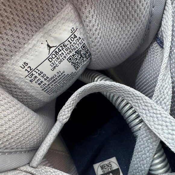 Size 12 - Nike Air Jordan 1 Mid White Wolf Gray Midnight Navy Shoes DQ8426-104 - Picture 8 of 10